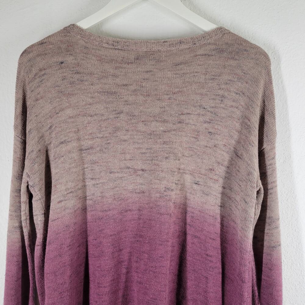 American Eagle Knit Sweater Womens Medium Ombrea Beige‎ Pink Criss Cross V Neck - Picture 5 of 10